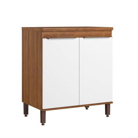 Balcão Cozinha Paola 2 Portas 80 X 93 X 52 Cm Mdp Mel Branco Pa8101p - Clicklar