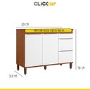 Ver imagem 3 de Balcão para Pia Cozinha Paola 3 Portas 2 Gavetas 120 x 90 Cm MDP Mel Branco PA8100P - ClickLar