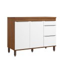 Ver imagem 1 de Balcão para Pia Cozinha Paola 3 Portas 2 Gavetas 120 x 90 Cm MDP Mel Branco PA8100P - ClickLar