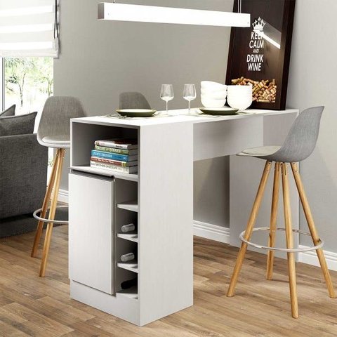 Ilha Bancada Gourmet Adega para Cozinha 1 Porta 140cm Branco Texturizado - Clicklar
