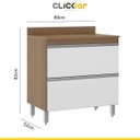 Ver imagem 3 de Balcão para Cooktop Cozinha Bela 02 Gavetas 80x82x52 Avelã/branco Tx 0454 - Clicklar