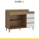 Ver imagem 2 de Balcão para Pia Cozinha Bela 02 Portas 03 Gavetas 120x82x52 Avelã/branco Tx 0449 - Clicklar