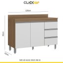 Ver imagem 3 de Balcão para Pia Cozinha Bela 02 Portas 03 Gavetas 120x82x52 Avelã/branco Tx 0449 - Clicklar