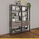 Ver imagem 2 de Kit 2 Estantes Estilo Industrial 140x184 Cm Escritório Sala Mdp Preto Madeira Rústica - Clicklar