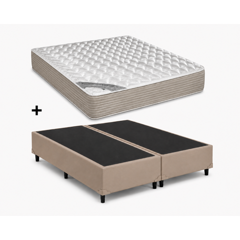 Cama Base Casal Bipartido Bege Colchão Tecnopedic Revolution New One Face 138x188 - Castor