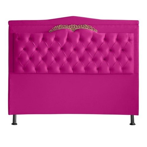 Cabeceira de Cama Box Madri Casal King 195 Cm Suede Rosa Pink Ec Móveis