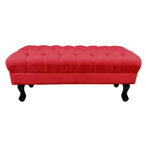 Puff Calçadeira Retrô 1,20 Metro Luis XV Capitonê Suede Vermelho