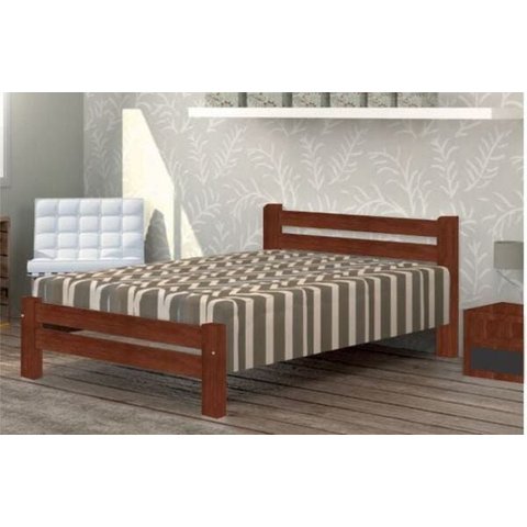 Cama Queen Size Itália de Madeira Maciça Angelim Pedra/tauari - Cor Castanho