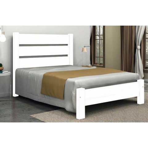 Cama de Casal Vitória de Madeira Maciça Angelim Pedra/tauari - Cor Branco
