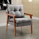 Ver imagem 1 de Poltrona Decorativa Pérola Vivaro Decor Linho Cinza