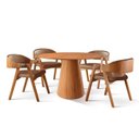 Ver imagem 3 de Conjunto Sala de Jantar Mesa Cone Amadeirada 120cm + 4 Cadeiras Gaia