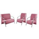 Ver imagem 1 de Conjunto Sevilha 2 Poltronas de 1 Lugar e 1 de 2 Lugares Braço Alumínio D Salla Suede Rosa
