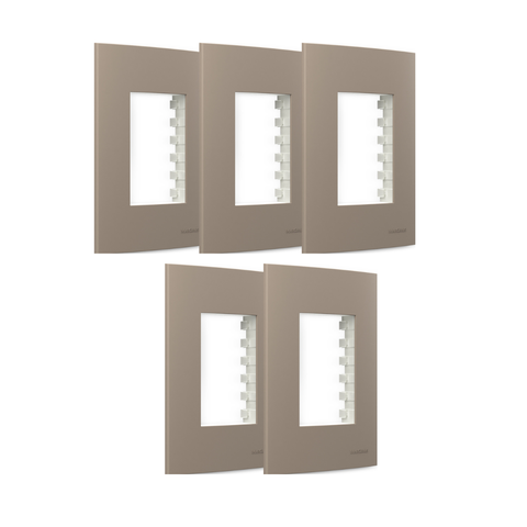 Kit 5 Placa com Suporte 4x2 3 Postos Sleek Argila Margirius Cor:argila