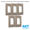 Ver imagem 2 de Kit 5 Placa com Suporte 4x2 3 Postos Sleek Argila Margirius Cor:argila