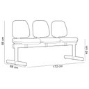 Ver imagem 3 de Cadeira Longarina 3 Lugares Recepção Sala de Espera Work F02 Sintético Azul - Lyam Decor