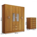Ver imagem 4 de Guarda-roupa Casal Dominic 6 Portas 2 Gavetas e Espelho com Cômoda 5 Gavetas Cinamomo - Panorama Móv