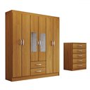 Ver imagem 3 de Guarda-roupa Casal Dominic 6 Portas 2 Gavetas e Espelho com Cômoda 5 Gavetas Cinamomo - Panorama Móv