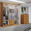 Ver imagem 2 de Guarda-roupa Casal Dominic 6 Portas 2 Gavetas e Espelho com Cômoda 5 Gavetas Cinamomo - Panorama Móv