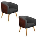 Ver imagem 1 de Kit 2 Poltronas Luiza Corano Nozes e Linho Chumbo - Amarena Móveis