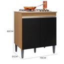 Ver imagem 4 de Balcão Cooktop Andréia 79cm com 2 Portas Amêndoa/preto - Ajl Móveis