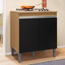 Ver imagem 2 de Balcão Cooktop Andréia 79cm com 2 Portas Amêndoa/preto - Ajl Móveis