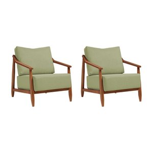 Kit 2 Poltronas Decorativa Vita Estofada Boucle Verde Oliva - Mel