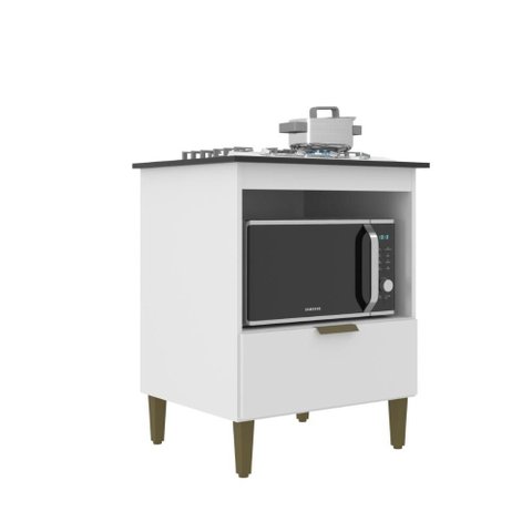 Balcão Cooktop Iara 4 Bocas Branco Tampo Preto J Carvalho
