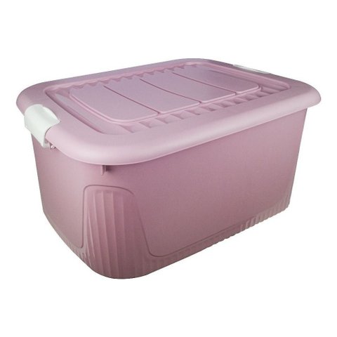 Caixa Organizadora com Trava e Rodinhas 30lts Plasnorthon Cor Rosa