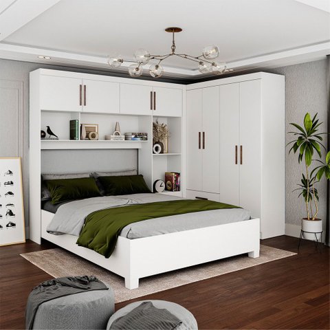 Guarda-roupa Casal Modulado 4 Portas Hercules 4 Portas 4 Gavetas com Cama Carioca Moveis