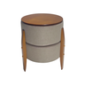 Puff Mumbai Estofado Redondo Vira Mesa Pés Madeira Maciça Bege - 2