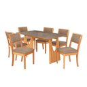 Ver imagem 5 de Conjunto Mesa Mila Premium Madeira Maciça C/ Tampo Madeirado C/ Vidro 160x90cm e 6 Cadeiras Alice