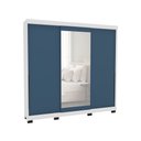 Ver imagem 2 de Guarda-roupa Casal Madrid 3 Portas 4 Gavetas com Espelho Azul/branco - Politorno