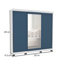 Ver imagem 4 de Guarda-roupa Casal Madrid 3 Portas 4 Gavetas com Espelho Azul/branco - Politorno