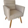 Kit 1 Poltrona Luxo Decorativa Nina E Puff Suede Bege - 3