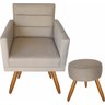 Kit 1 Poltrona Luxo Decorativa Nina E Puff Suede Bege - 1