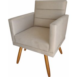 Poltrona Nina Luxo Decorativa Sala E Recepção Suede Bege - 2