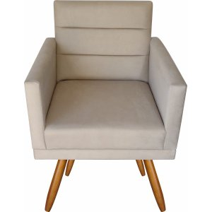 Poltrona Nina Luxo Decorativa Sala E Recepção Suede Bege