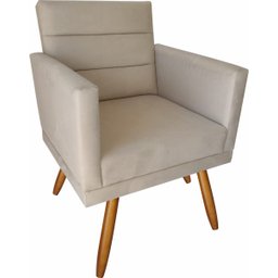 Poltrona Nina Luxo Decorativa Sala E Recepção Suede Bege - 3