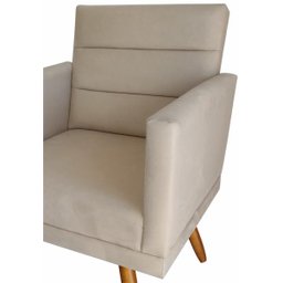 Poltrona Nina Luxo Decorativa Sala E Recepção Suede Bege - 4
