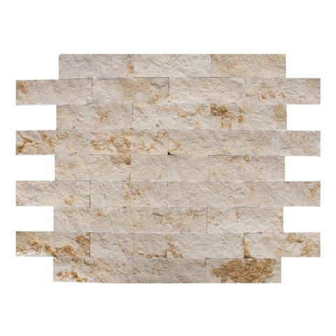 Revestimento Pedra Natural Travertino Egito Rústico 10x30cm Aronne Bege