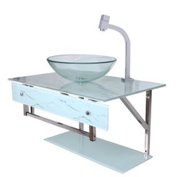 Gabinete Banheiro Vidro 70cm Com Cuba Branco - 2