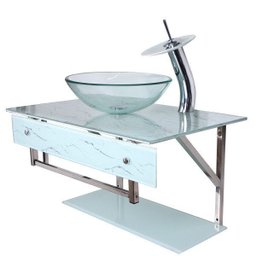 Gabinete Banheiro Vidro 70cm Com Cuba Branco - 6