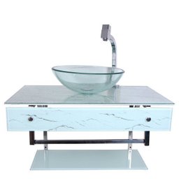 Gabinete Banheiro Vidro 70cm Com Cuba Branco - 5