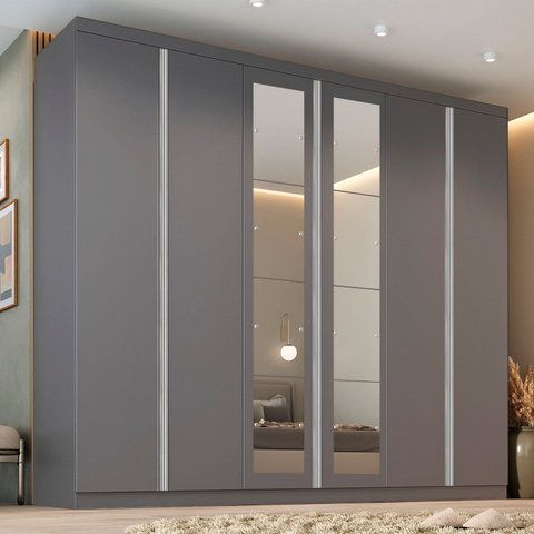 Guarda-Roupa Casal 6 Portas com Espelho Monte Carlo Yescasa