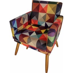 Kit 2 Poltronas Decorativas Nina e 2 Puff Triângulo Colorido - 3