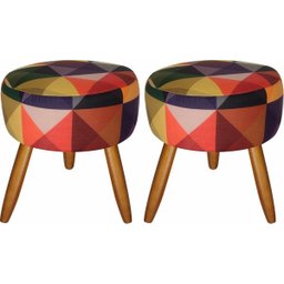 Kit 2 Poltronas Decorativas Nina e 2 Puff Triângulo Colorido - 8