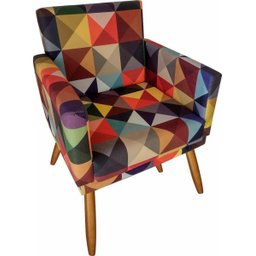 Kit 2 Poltronas Decorativas Nina e 2 Puff Triângulo Colorido - 4