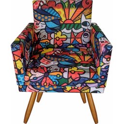Kit 01 Poltrona Cadeira Decorativa Nina E Puff Romero Brito - 2