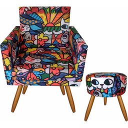 Kit 01 Poltrona Cadeira Decorativa Nina E Puff Romero Brito - 1
