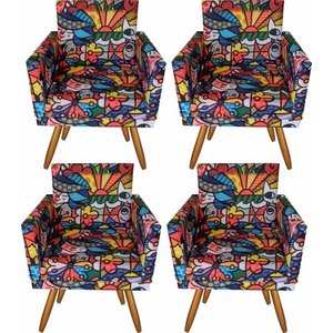 Kit 04 Poltronas Cadeira Decorativa Nina Romero Brito